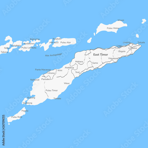 Detailed vector map East Timor.