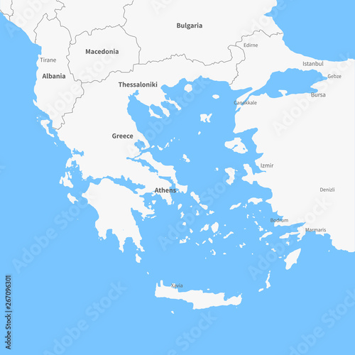 Fototapeta Naklejka Na Ścianę i Meble -  Detailed vector map Greece.