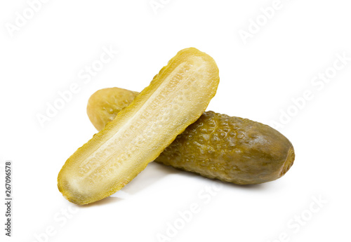  Pickled sour cucumber isolated on white background 