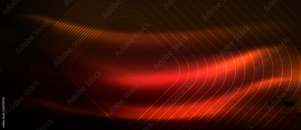 Neon square shapes lines on glowing light background Neon square shapes lines on glowing light background