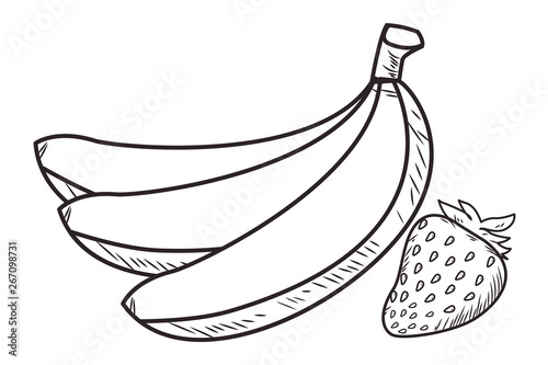 Fresh fruit nutrition healthy black and white hand drawn