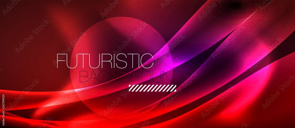Glossy glowing neon light wave background Glossy glowing neon light wave background