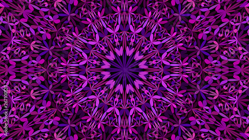Purple botanical garden mandala wallpaper - bohemian abstract vector meditation background illustration