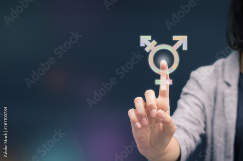 Transgender. Close-up of person reaching out in gender identity. photo