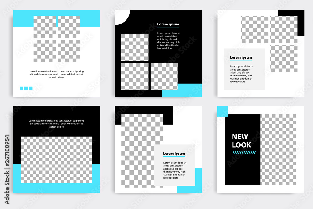 Editable square geometric banner template. Minimalist design background in black and blue color. Vector illustration. Suitable for social media post and cover, web internet, brochure. Editable square geometric banner template. Minimalist design background in black and blue color. Vector illustration. Suitable for social media post and cover, web internet, brochure.
