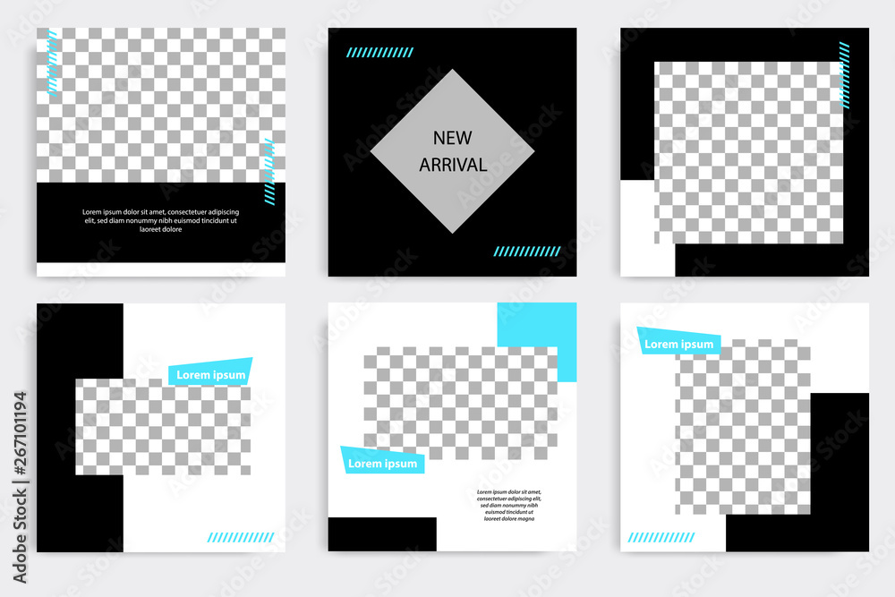 Editable square geometric banner template. Minimalist design background in black and blue color. Vector illustration. Suitable for social media post and cover, web internet, brochure. Editable square geometric banner template. Minimalist design background in black and blue color. Vector illustration. Suitable for social media post and cover, web internet, brochure.