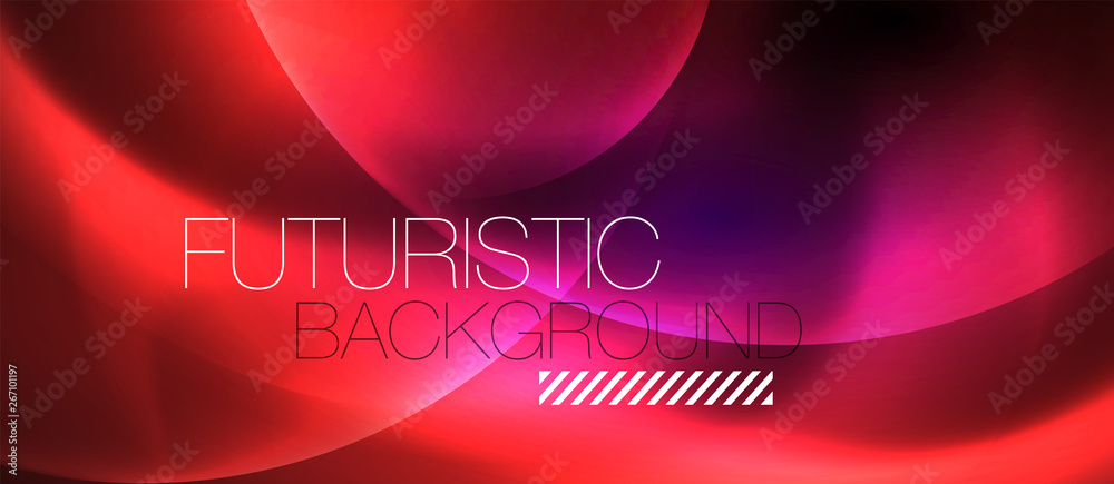Shiny neon color light with circles abstract background