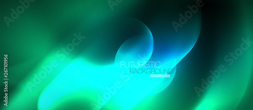 Blue neon round shapes techno background