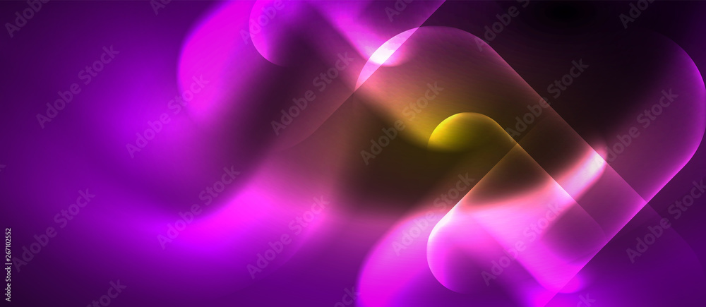 Obraz premium Neon glowing techno lines, blue hi-tech futuristic abstract background template