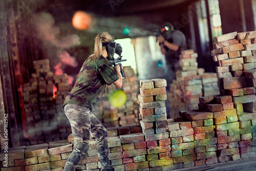 opposite players in paintball game