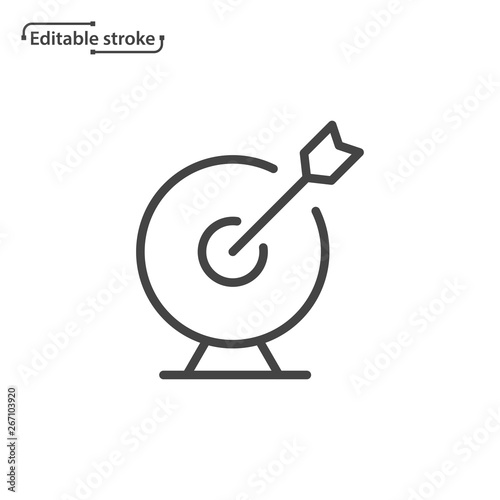 Target with arrow line vector icon. Editable stroke.