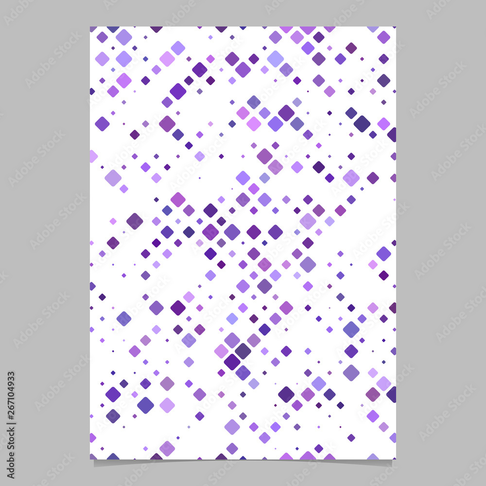 Purple square pattern flyer design - vector tile mosaic page background