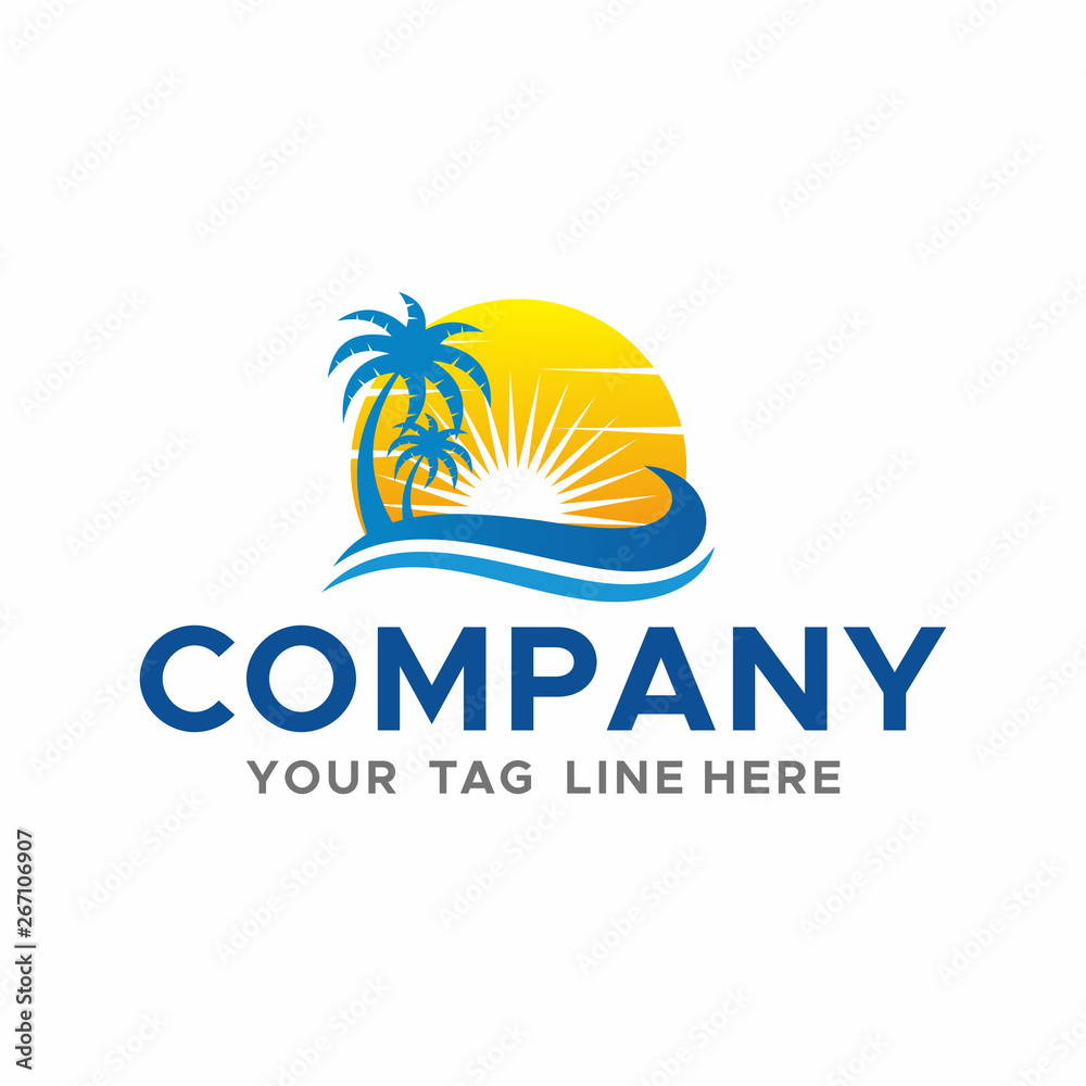 Palm tree summer logo vector Palm tree summer logo vector