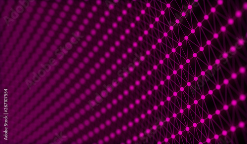 Abstract polygonal neural mesh, digital background with connection structure. 3d rendering, illustration