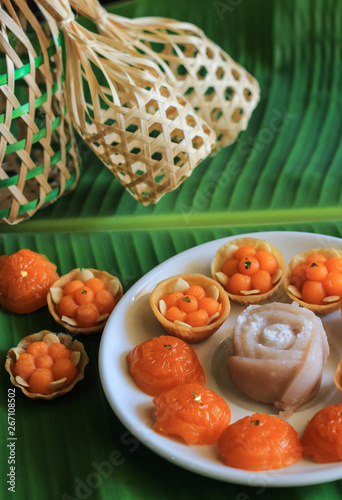 Traditional Thai Dessert, closeup of artificial thai desserts