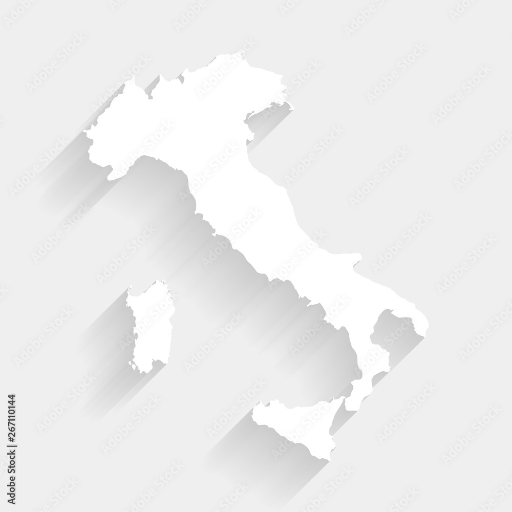 Simple white Italy map on gray background, vector