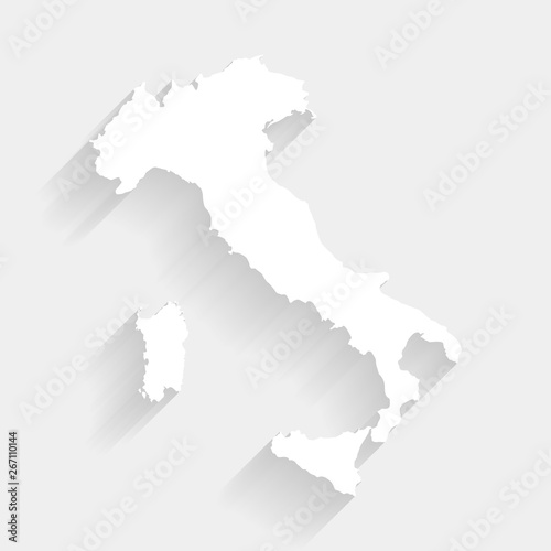 Simple white Italy map on gray background, vector