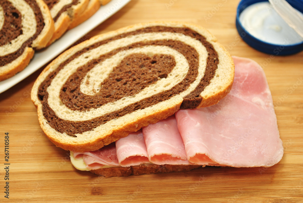 Ham & Cheese Sandwich on Rye & Pumpernickel Bread Stock Photo Adobe Stock