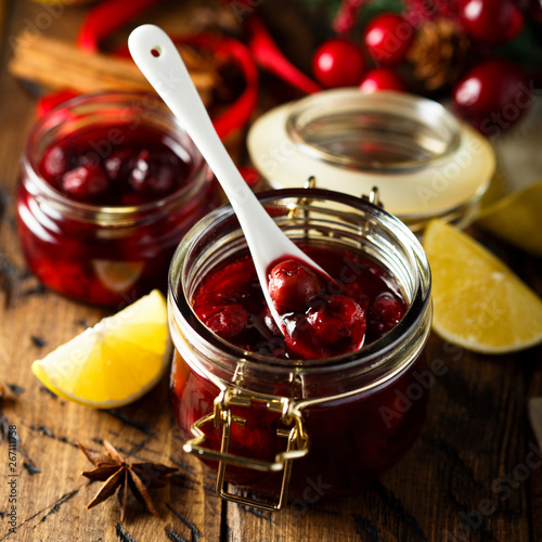 Homemade cherry lemon jam, or sauce