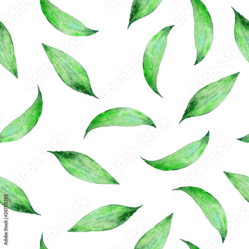 watercolor seamless pattern lemon leaves