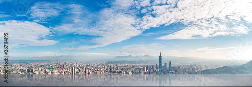 Skyline of taipei city in downtown Taipei, Taiwan. photo