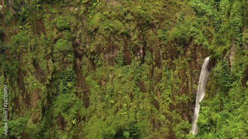 Drone Aerial of Dominica Inland Rainforest Trafalgar Waterfalls on Carribean Island In Morne Trois National Park 4k photo