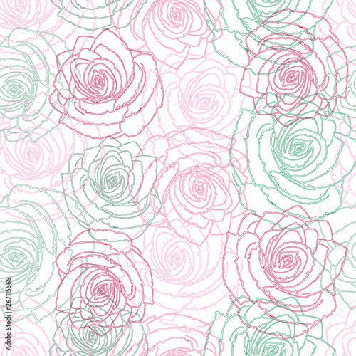 Seamless pattern of multi-colored roses.