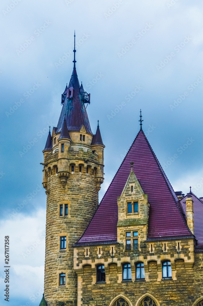 Obraz premium Tower of the Moszna Castle, Poland