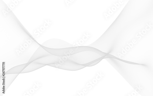 White abstract background. Fluttering white scarf. Waving on wind white fubric. 3D illustration