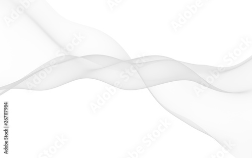 White abstract background. Fluttering white scarf. Waving on wind white fubric. 3D illustration