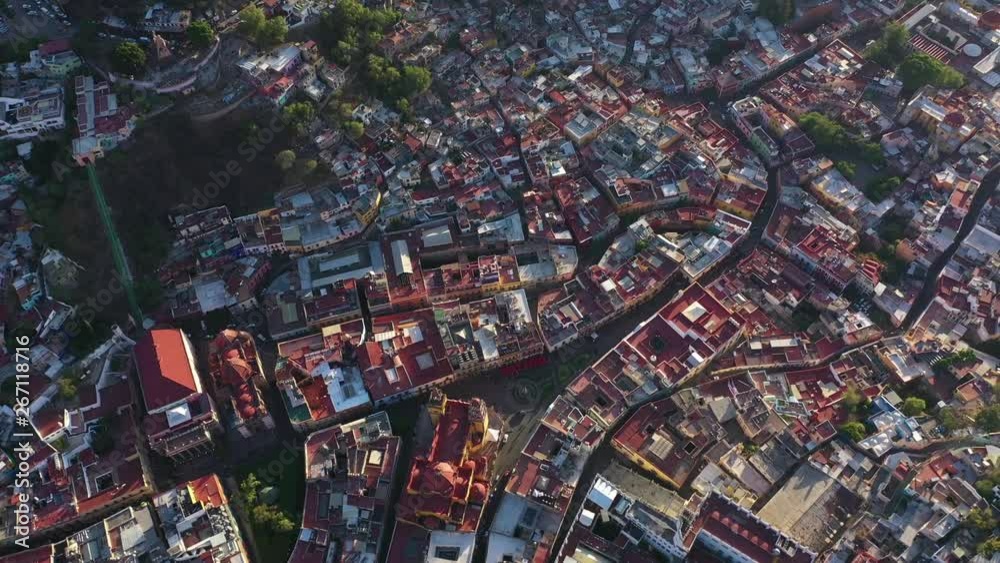 Drone Aerial Bull Back Bird View of Guanajuato City Central Mexico With Basilica Cathedral University Houses and Buildings in Town Center 4k Drone Aerial Bull Back Bird View of Guanajuato City Central Mexico With Basilica Cathedral University Houses and Buildings in Town Center 4k