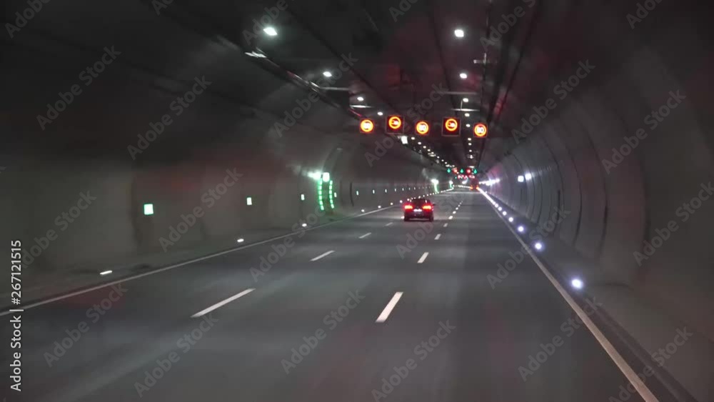 Red acceleration speed motion on night winter road Red acceleration speed motion on night winter road