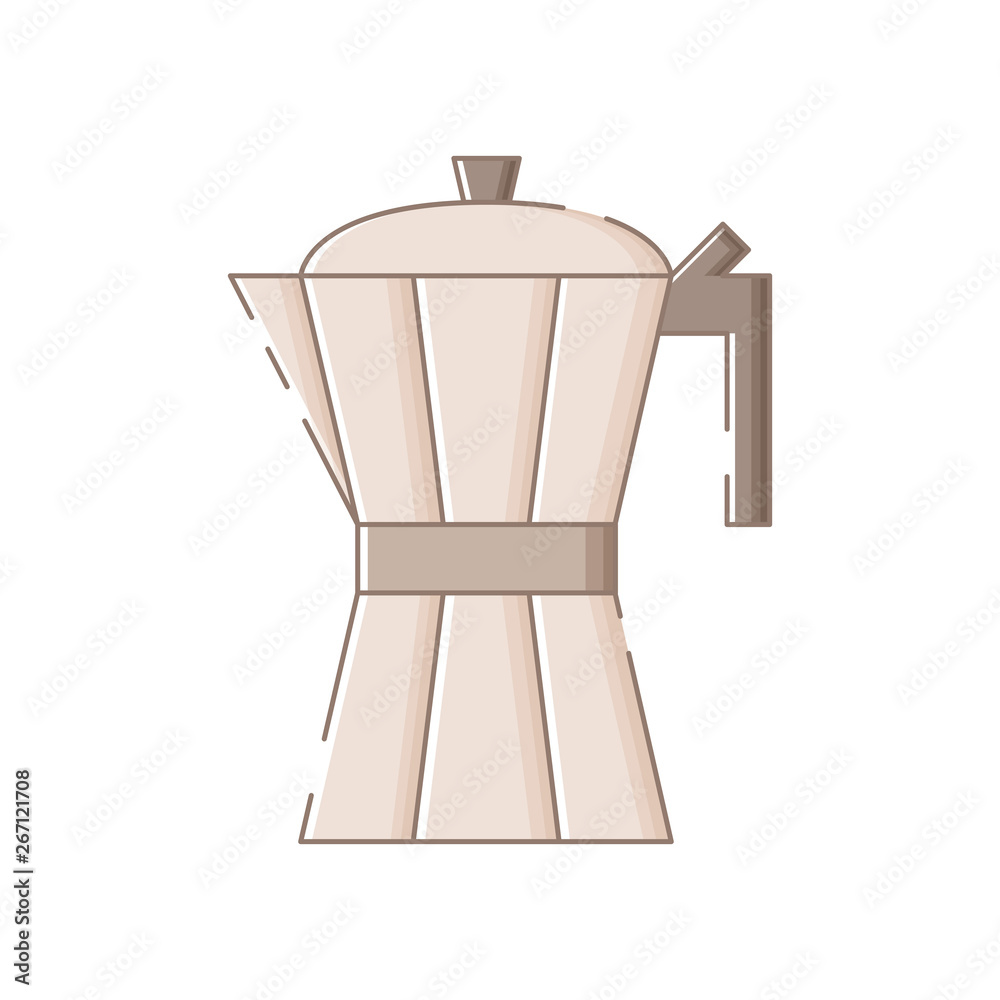 Cute isolated gazer coffee maker. Sticker, patch, badge, pin or tattoo. White background. Flat linear style illustration. Vector. Cute isolated gazer coffee maker. Sticker, patch, badge, pin or tattoo. White background. Flat linear style illustration. Vector.