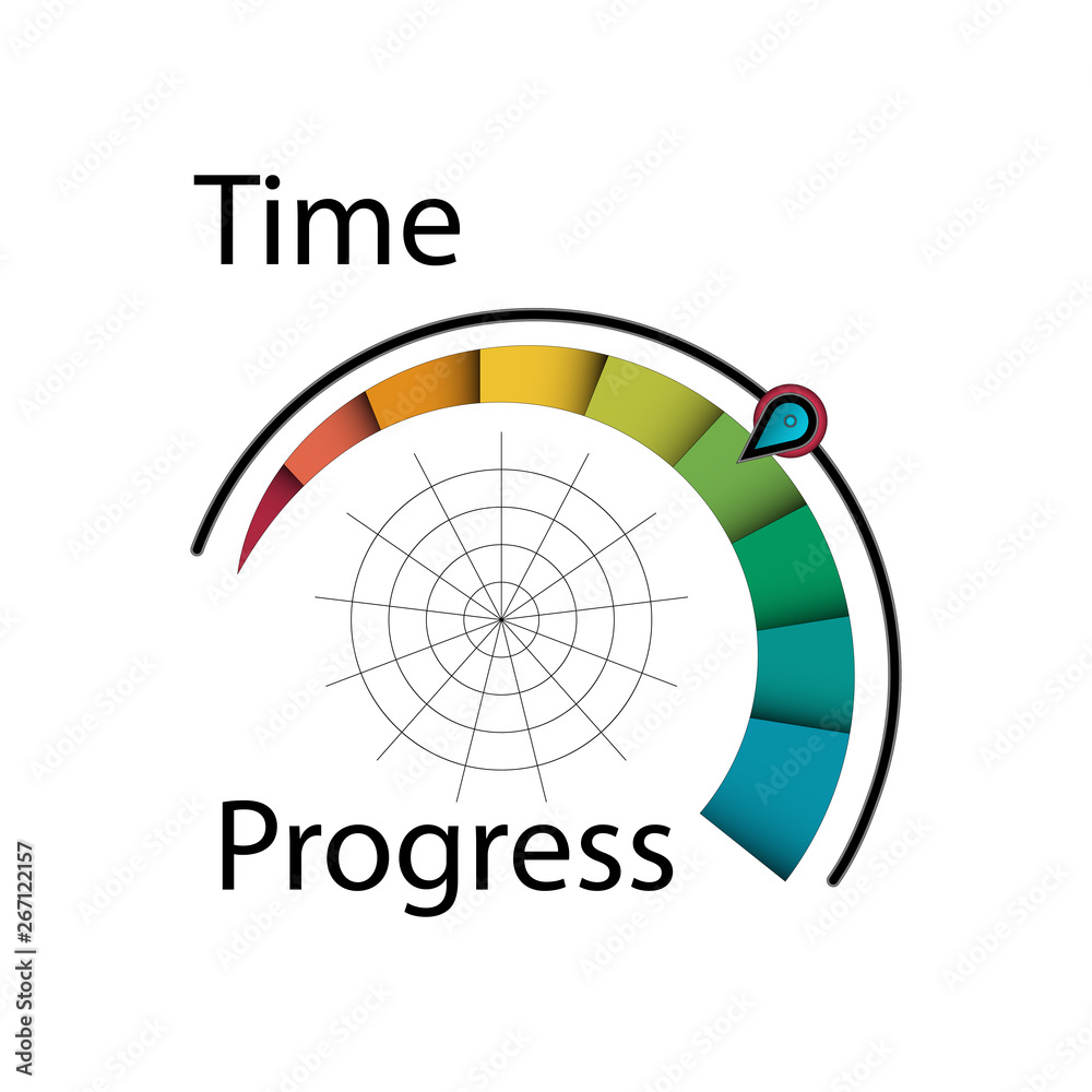 Icon. Scale of progress. The concept that the time and the level of progress are mutual and operate in parallel. Icon. Scale of progress. The concept that the time and the level of progress are mutual and operate in parallel.