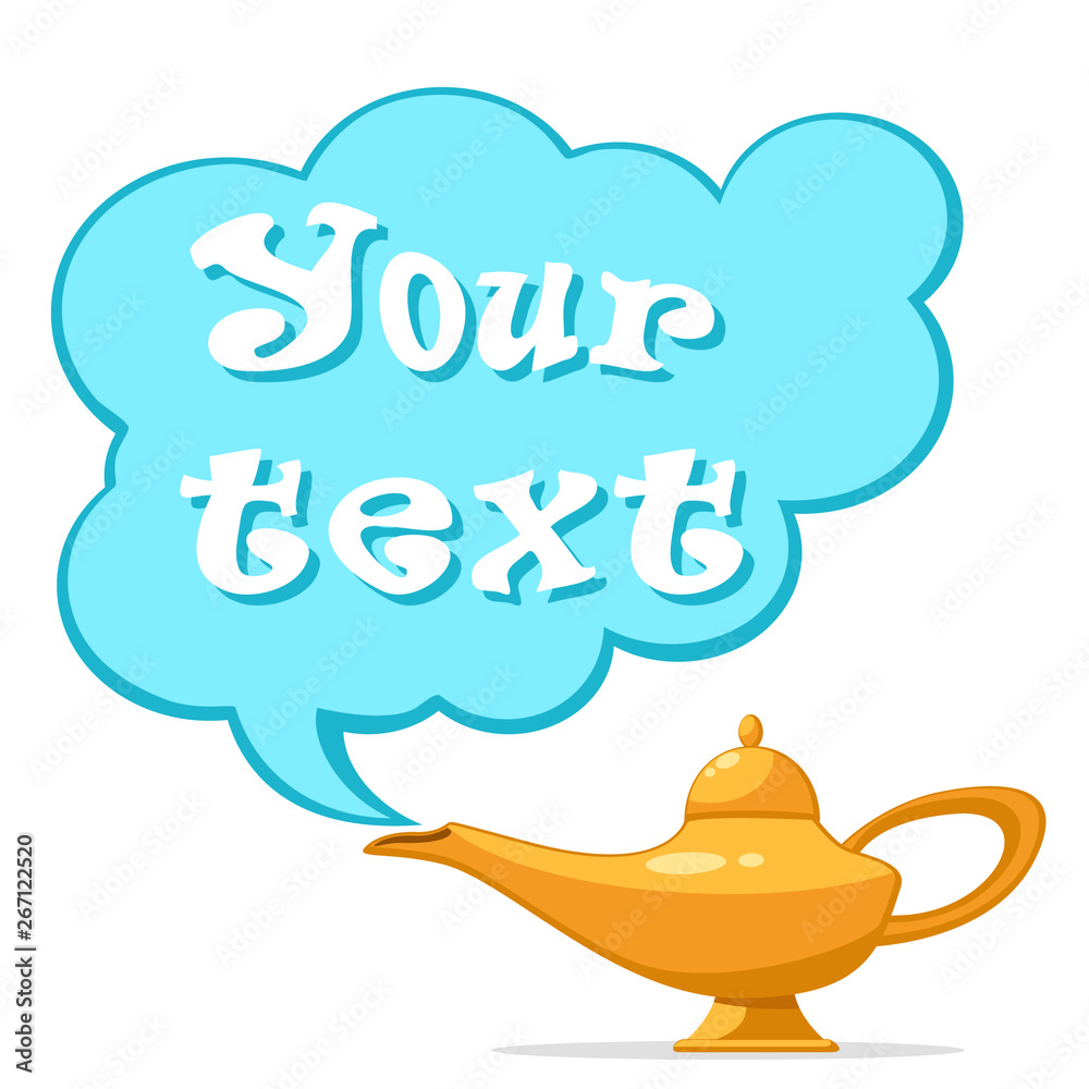 Fototapeta premium Magic lamp with a Genie on a white background. Place for text.