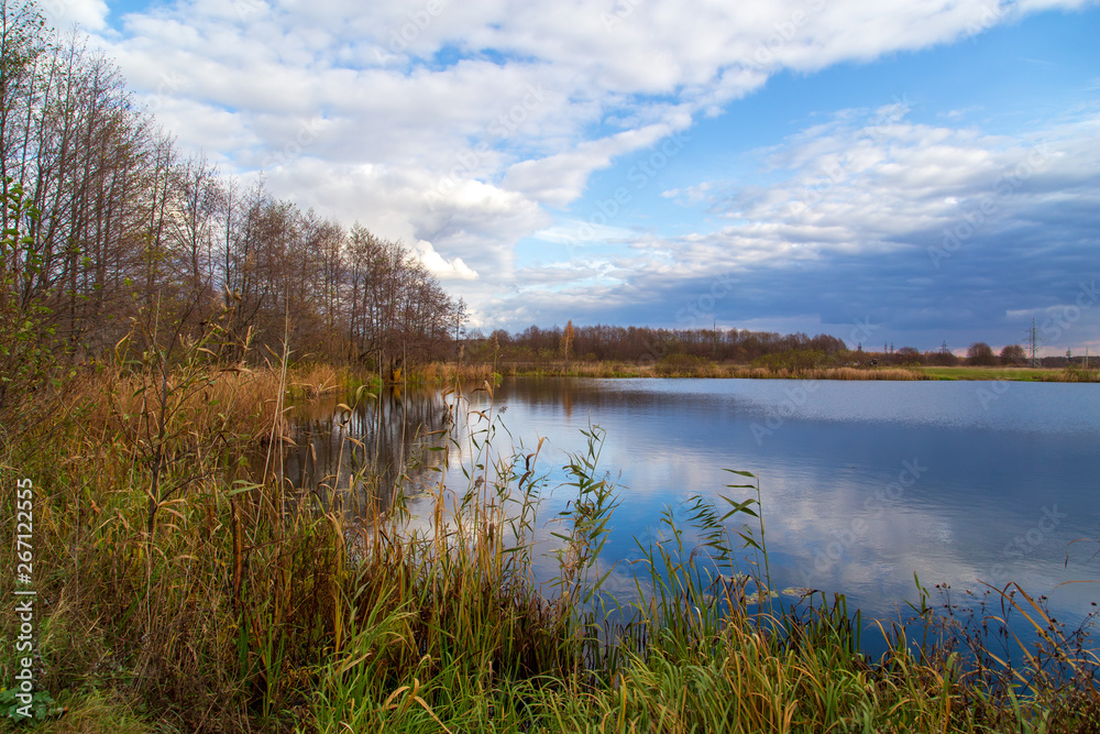 Obraz premium Pond in nature in autumn