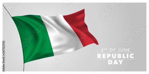 Italy happy republic day greeting card, banner, horizontal vector illustration