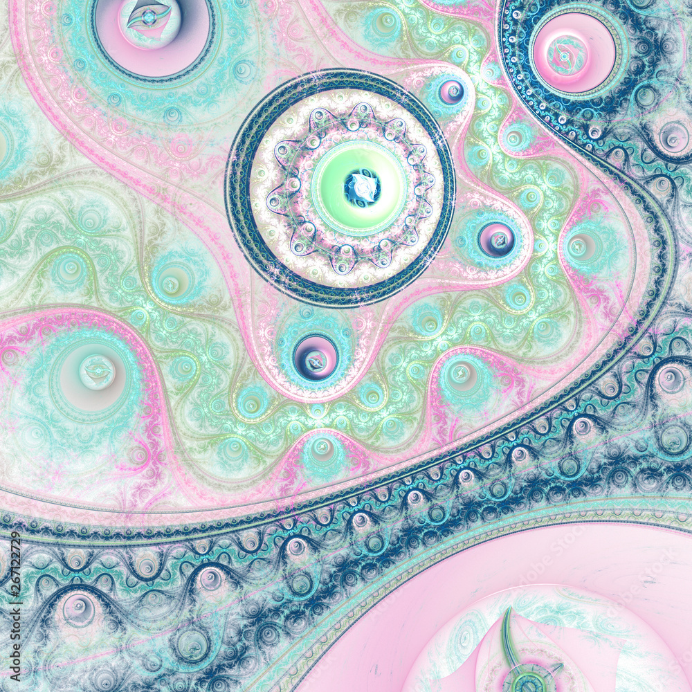 Fototapeta premium Light pastel colored fractal texture, digital artwork for creative graphic design