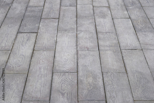 Gray wood background. Empty perspective of wooden floor texture view. Mock up or montage for your product.