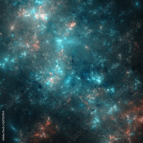 Turquoise fractal nebula, digital artwork for creative graphic design