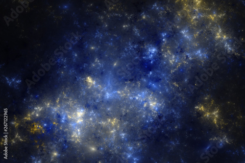 Blue and yellow fractal galaxy, digital artwork for creative graphic design