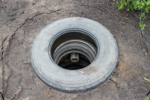 Wallpaper Mural Sewer pit with car tires. Torontodigital.ca