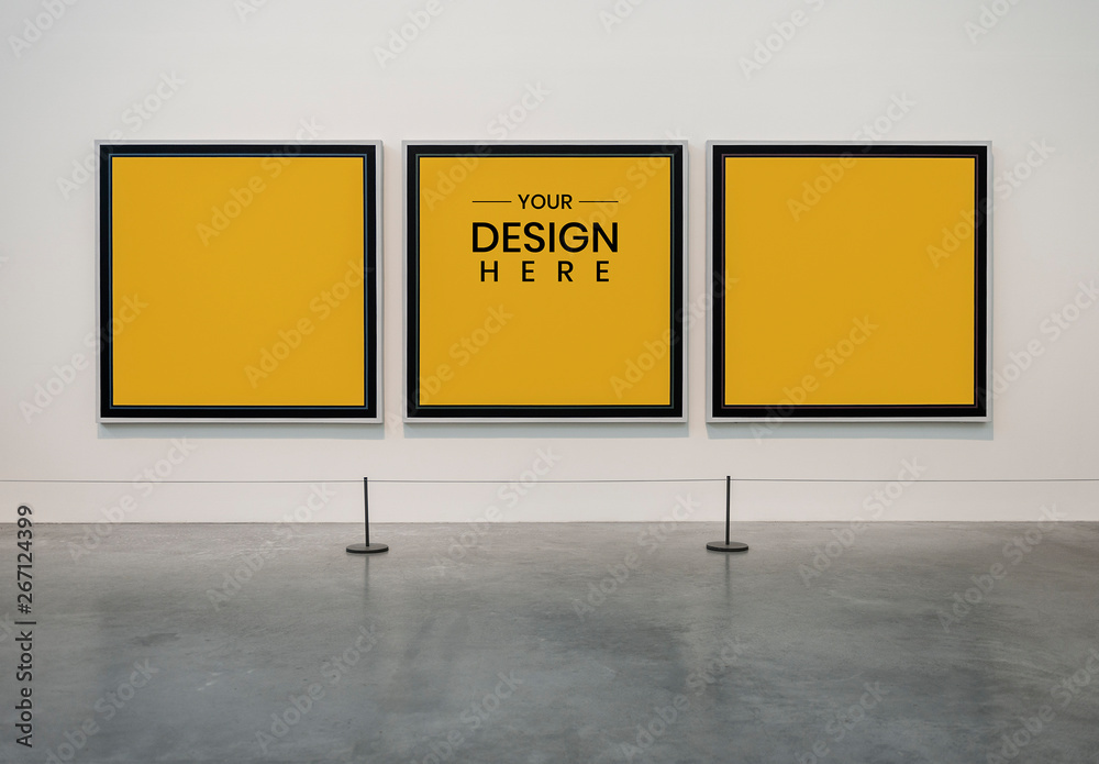Three Frames Mockup on the Wall Stock Template | Adobe Stock