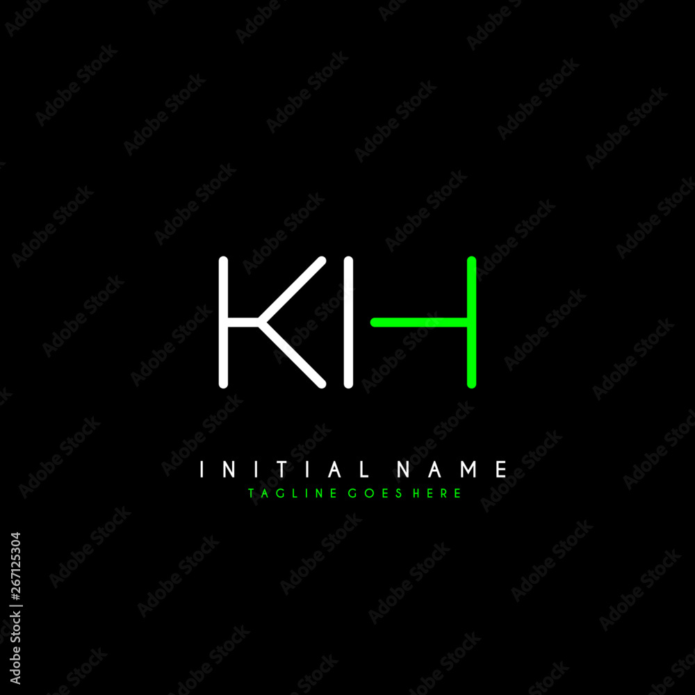 Initial K H KH minimalist modern logo identity vector