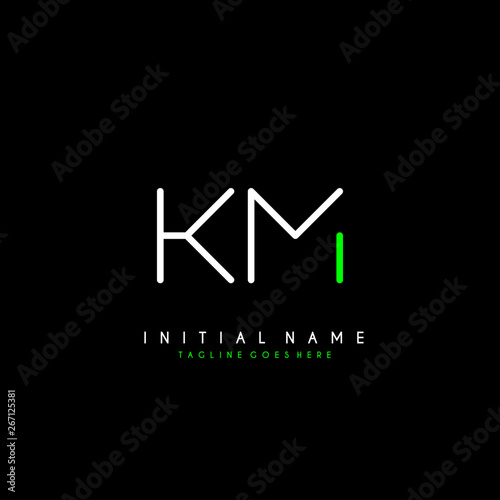 Initial K M KM minimalist modern logo identity vector