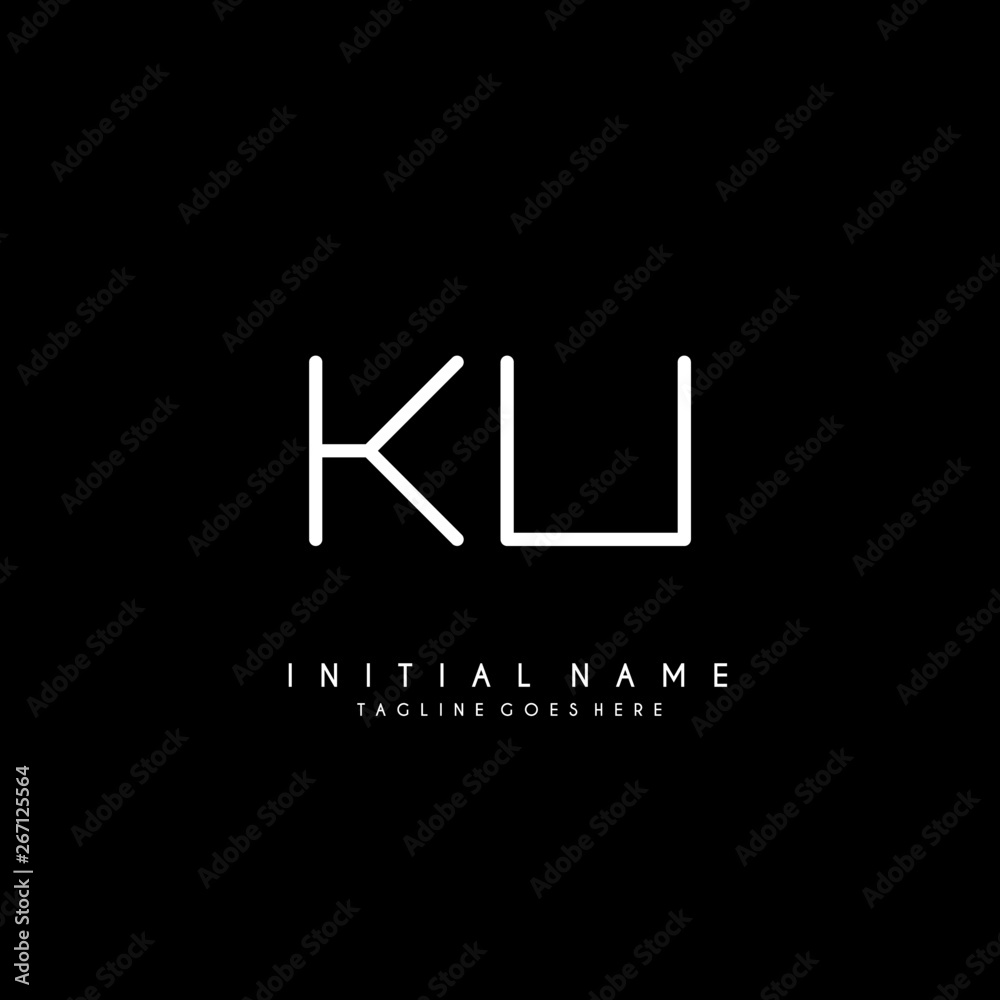 Initial K U KU minimalist modern logo identity vector