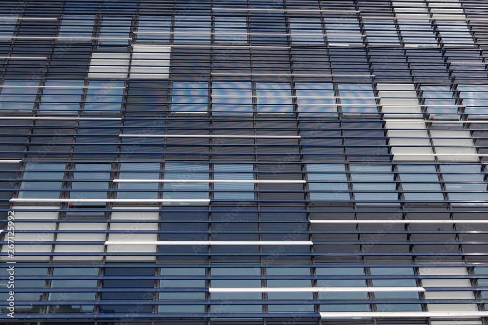 modern office building blue and grey facade  - obrazy, fototapety, plakaty 