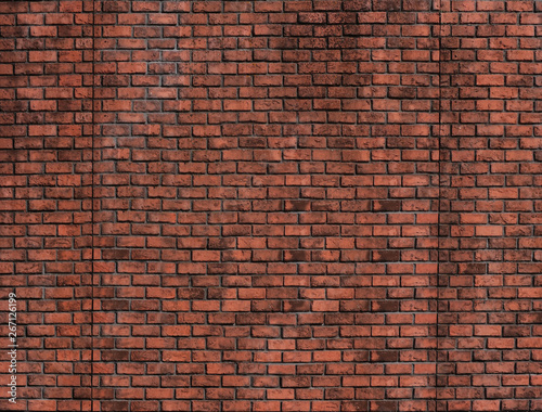weathered red brick blocks wall for vintage design background.
