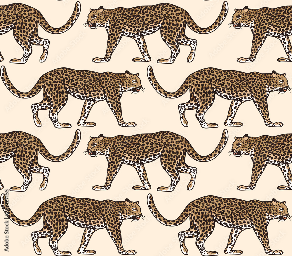 Obraz premium Leopard vector seamless pattern background
