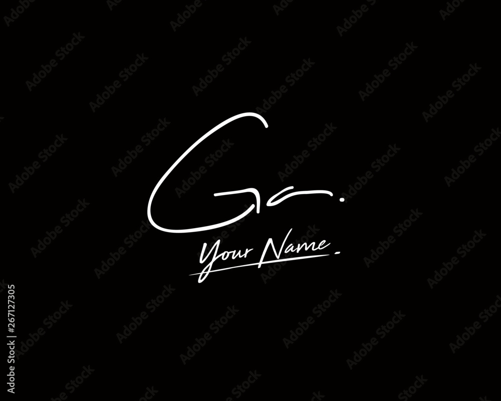 G A GA Signature initial logo template vector - obrazy, fototapety, plakaty 